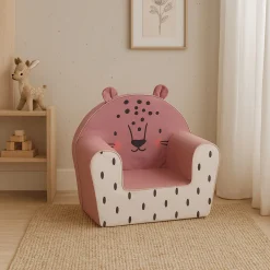 Armchair with ears - Leopard Pink