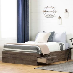 Asten Double Bed with 3 Storage Drawers - Fall Oak