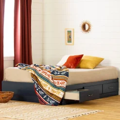 Asten Mates Double Bed with 3 Storage Drawers - Blueberry