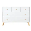 Austin 5 Drawers Dresser - Whtite / Naturel