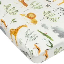 Bamboo Muslin Fitted Crib Sheet - Safari