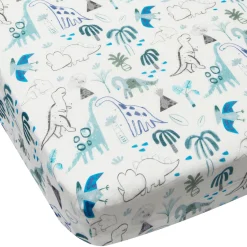Bamboo Muslin Fitted Crib Sheet - Dinosaurs Begins