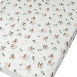 Bamboo Muslin Fitted Crib Sheet - Bears on Bikes