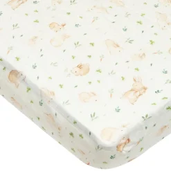 Bamboo Muslin Fitted Crib Sheet - Bunny Meadow
