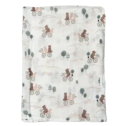 Bamboo Muslin Swaddle Blanket - Bears on Bikes