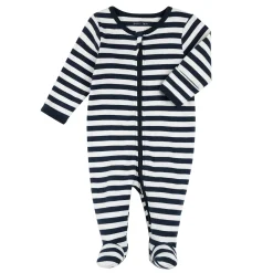 Bear Navy Striped Sleeper 0-12m