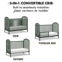 Beau 3-in-1 Convertible Crib - Forest Green