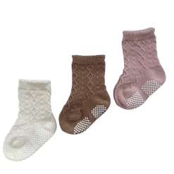 Beige Pink 3-Pack Socks Sizes 6-36m