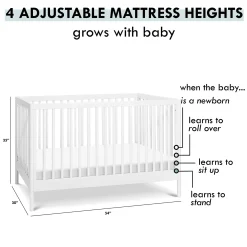 Birdie 3-in-1 Convertible Crib - White