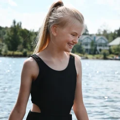 Black Rib Swimsuit 2-14y