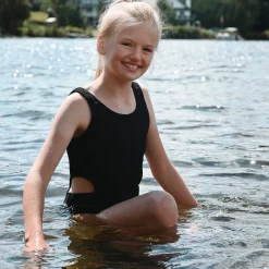 Black Rib Swimsuit 2-14y