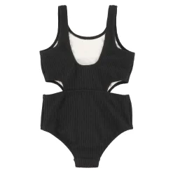 Black Rib Swimsuit 2-14y
