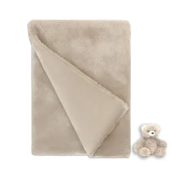 Blanket with Plush Friends- Taupe