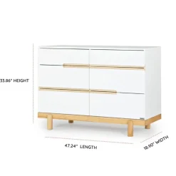 Bliss 6-Drawer Dresser - White / Natural