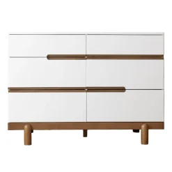 Bliss 6-Drawers Dresser - White / Walnut