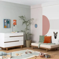 Bliss 6-Drawers Dresser - White / Walnut