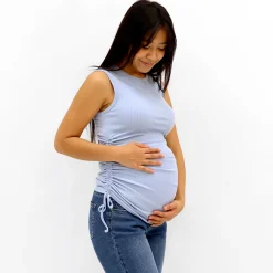 Blue Maternity Rib Tank Top