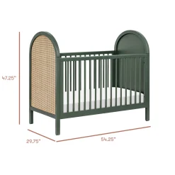 Bondi Cane 3-in-1 Convertible Crib with Toddler Bed Kit - Green / Natural Cane