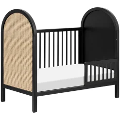 Bondi Cane 3-in-1 Convertible Crib with Toddler Bed Kit - Black / Natural Cane