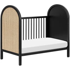 Bondi Cane 3-in-1 Convertible Crib with Toddler Bed Kit - Black / Natural Cane