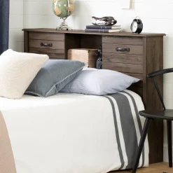 Bookcase Double Headboard with Doors - Ulysses Fall Oak