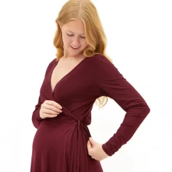 Bordeaux Wrap Maternity Dress