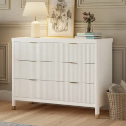 Brimsley Tambour 6-Drawer Assembled Dresser - Warm White