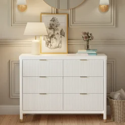 Brimsley Tambour 6-Drawer Assembled Dresser - Warm White