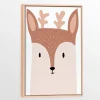Canvas with Natural Wood Frame - Deer