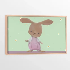 Canvas with Natural Wood Frame - Jumpsuit Bunny