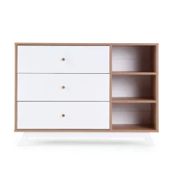 Central Park 3-drawer - White / Red oak