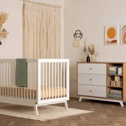 Central Park 3-drawer - White / Red oak