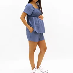 Chambray Maternity Shorts