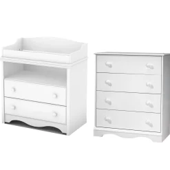 Changing Table and 4-Drawer Chest Set - Angel Pure White
