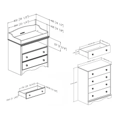 Changing Table and 4-Drawer Chest Set - Angel Pure White