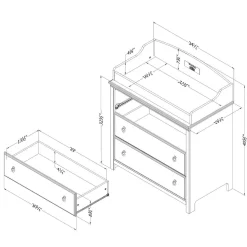 Changing Table with Drawers - Cotton Candy White and Beige