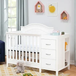 Charlie 4-in-1 Convertible Mini Crib & Changer - White