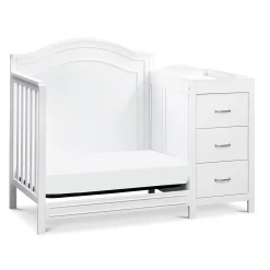 Charlie 4-in-1 Convertible Mini Crib & Changer - White