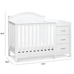 Charlie 4-in-1 Convertible Mini Crib & Changer - White