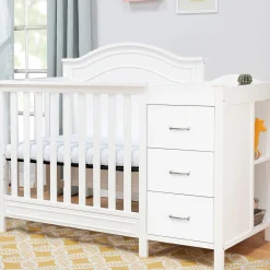 Charlie 4-in-1 Convertible Mini Crib & Changer - White