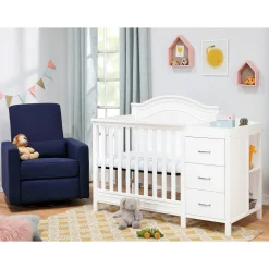 Charlie 4-in-1 Convertible Mini Crib & Changer - White