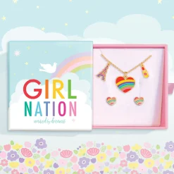 Charming Whimsy Necklace and Earring Gift Set - Rainbow Heart
