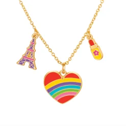 Charming Whimsy Necklace and Earring Gift Set - Rainbow Heart
