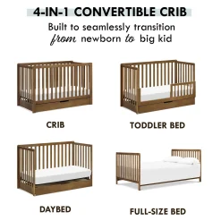 Colby 4-in-1 Convertible Crib with Trundle Drawer - Walnut