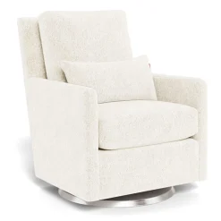 Como Rocking and Swivel Armchair - White Faux Sheepskin / Steel