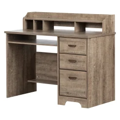 Computer Desk with Hutch - Versa Weathered Oak