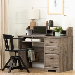 Computer Desk with Hutch - Versa Weathered Oak