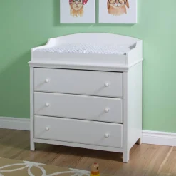 Cotton Candy Changing Table with Drawers - Pure White