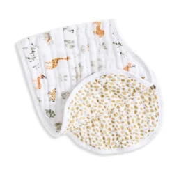 Cotton Muslin Burpy Bib - Giraffe Safari