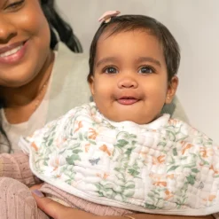 Cotton Muslin Burpy Bib - Butterfly Garden